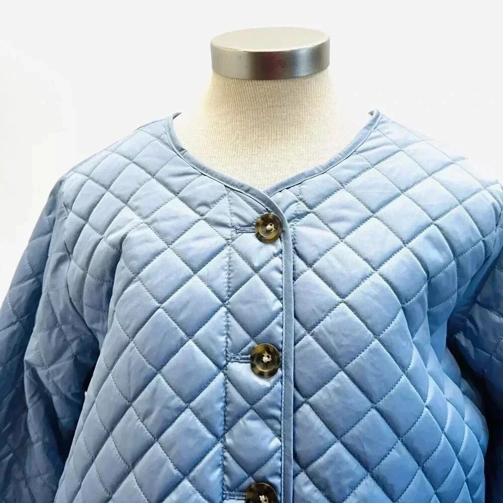 NWT CROFT&BARROW Women Button Down Quilted Blue Jacket Lightweight Size PXXL - Picture 2 of 14